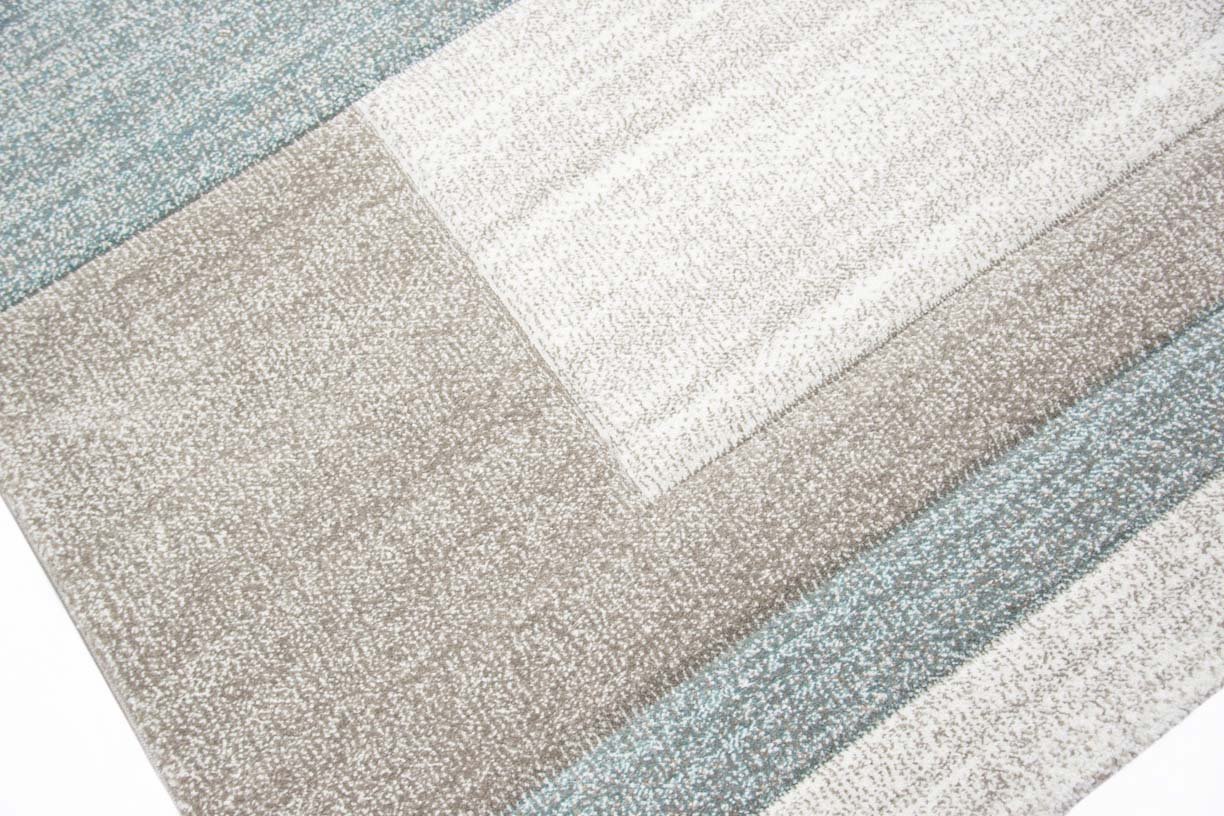 Traum Wohnzimmerteppich, moderner Diamantmuster-Teppich, niedriger Flor, Konturenschnitt, Pastellblau, Creme, Gelb, 120 x 170 cm