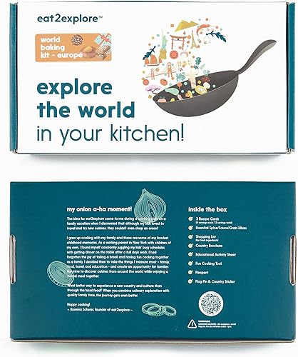 Miniatura 26 de eat2explore Kit de horneado de postres reales para familias Incluye 3 tarjetas de recetas de Japón, Turquía y Columbia con ingredientes clave