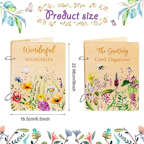 Miniatura 2 de Suzile 2 paquetes de tarjetas de felicitación, organizador de tarjetas de madera, álbum de tarjetas de madera, álbum de fotos de recuerdo con