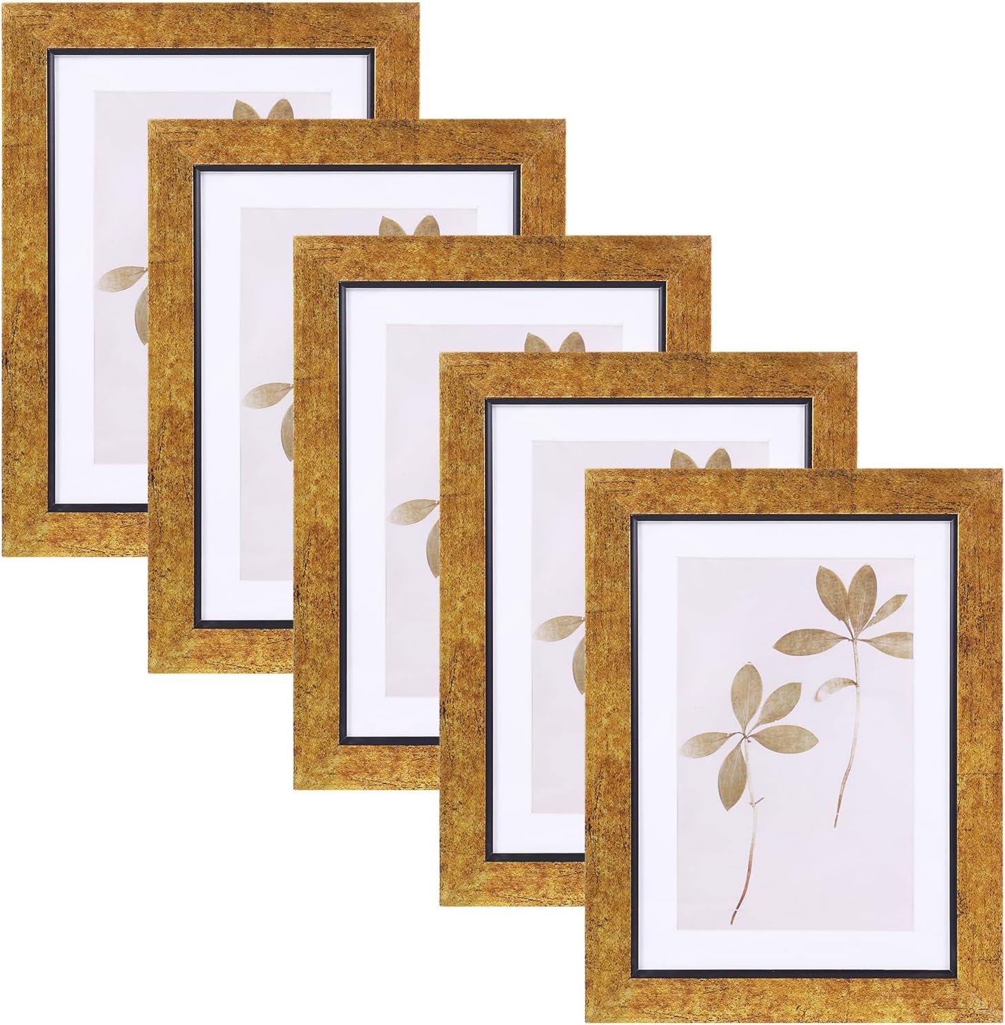 Fixwal 8x10 Picture Frame Set of 5, Vintage Photo Frame, Rustic Retro Picture Frame with Tempered Glass, Decorative Art on Walls and Tabletop Placement