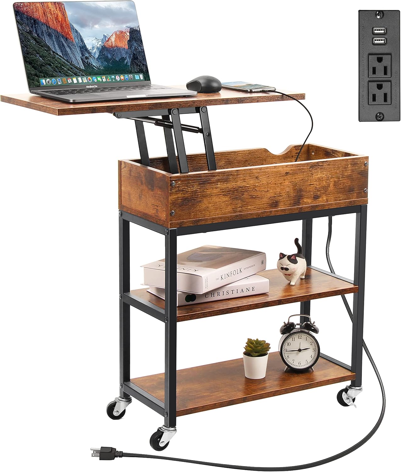 Buy DANSION End Table with Charging Station, Lift Top Side Table with