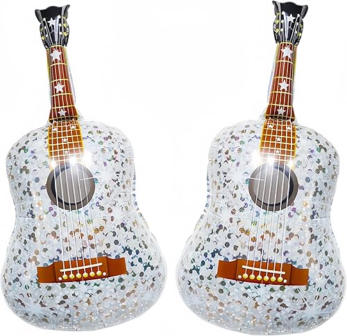 2 globos gigantes de fiesta de guitarra de 35 pulgadas/decoraciones de fiesta de cumpleaños de guitarra de nota musical/decoraciones de fiesta de