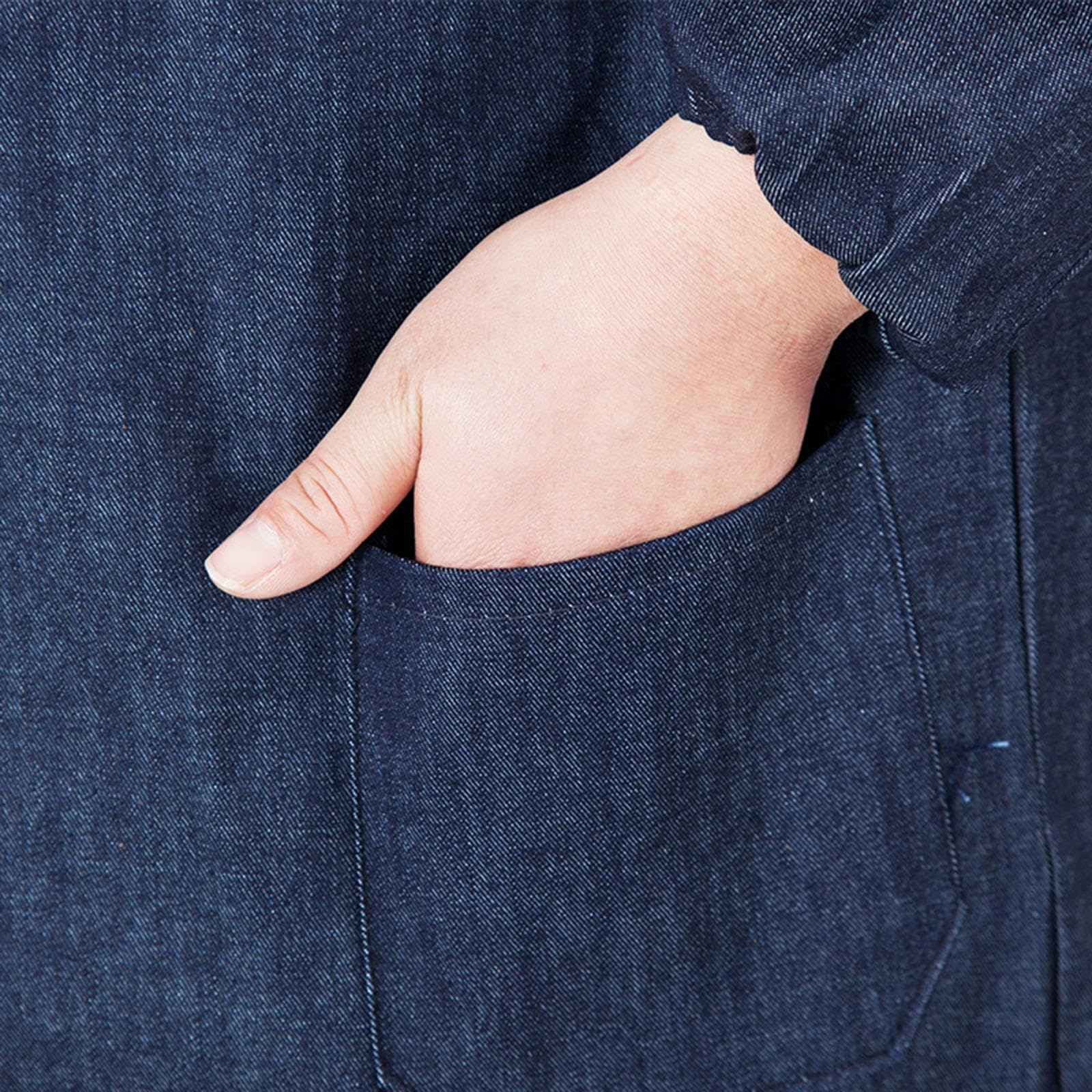 Sharplace Laborkittel für Herren mit Tasche, bequeme, leichte, langärmelige Mechaniker-Arbeitsjacke aus Denim für Schweißer.