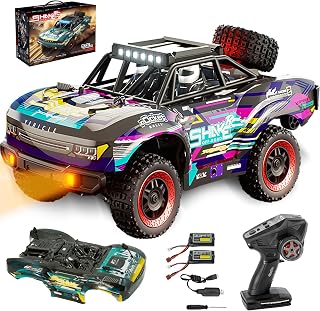 GRANTLEY Remote Control Car, 1:18 4WD Off-Road RC Truck 36 KM/H, All-Terrain Carbon Brush RC Cars with Headlights, 2.4GH Rechargeable Remote Control Car for Boys,Birthday Gifts for Kids Adults