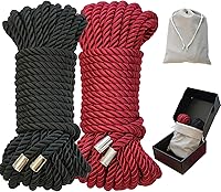 Skin-Friendly Soft Silk Nylon Braided Rope 8mm 10M 2-Pack Black & Red - DIY Crafts, Curtain Ties, Home Decor with Gift Box