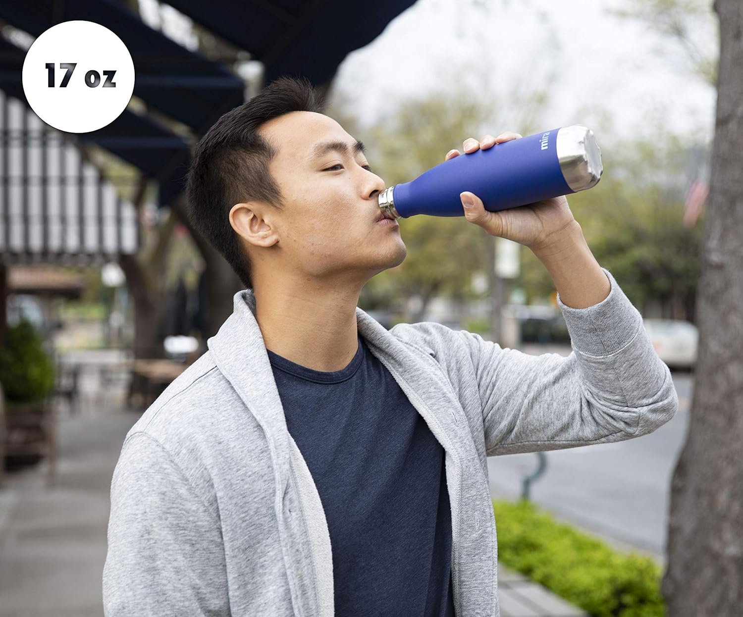 MIRA 2 Pack 17 oz Insulated Water Bottle - Stainless Steel Cola Shape Thermo - Double Wall Hot & Cold Flask (24Hr Cold/12Hr Hot) - Matte Blue - Image 2