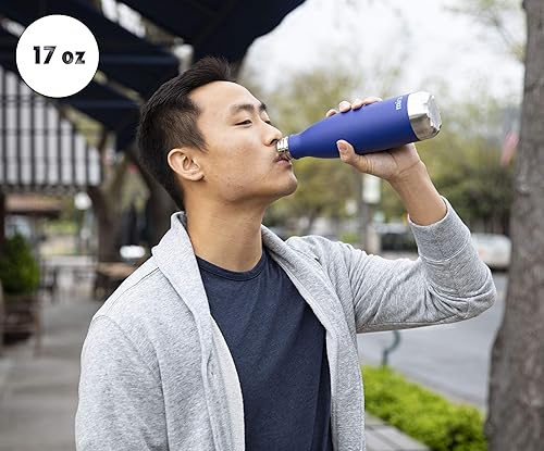 Miniatura 2 de MIRA Paquete de 2 botellas de agua de acero inoxidable con forma de cola de 17 onzas, termo aislado al vacío de doble pared, botella deportiva de
