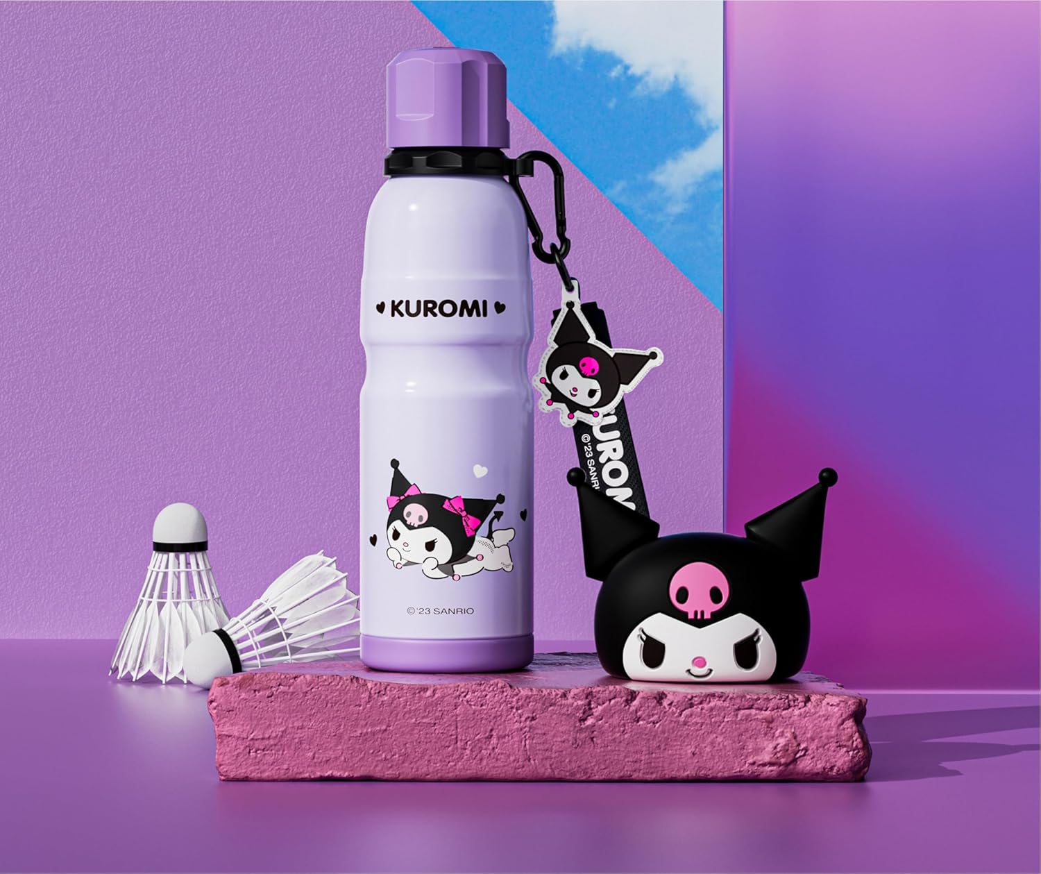 Kuromi Stainless Steel Insulated Water Bottle with Buckle and Strap - 600ml - Image 3