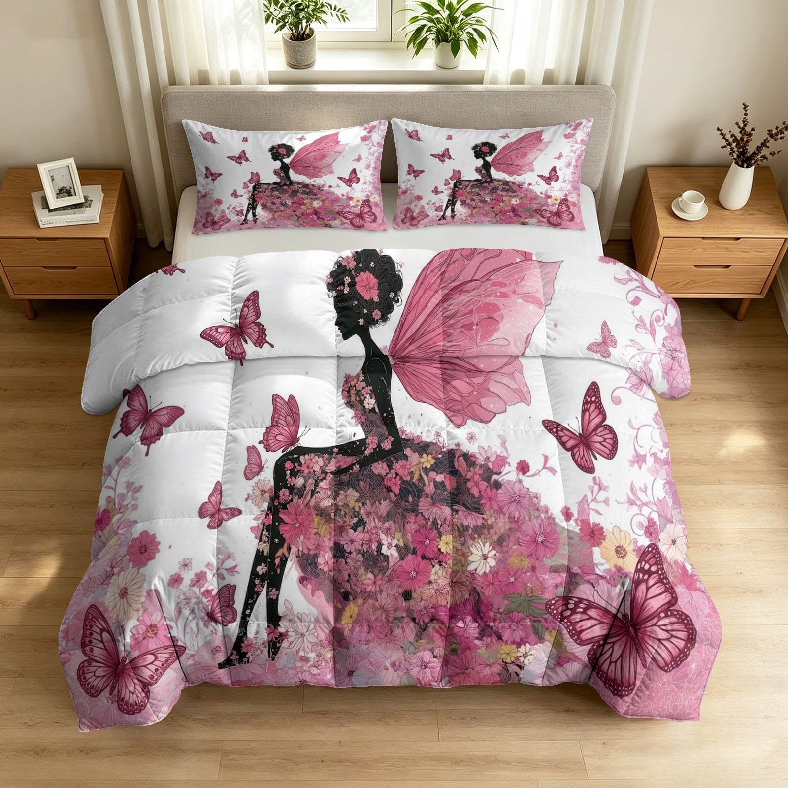 Edredón de 200 x 200 cm sin funda lavable blanco con dos fundas de almohada