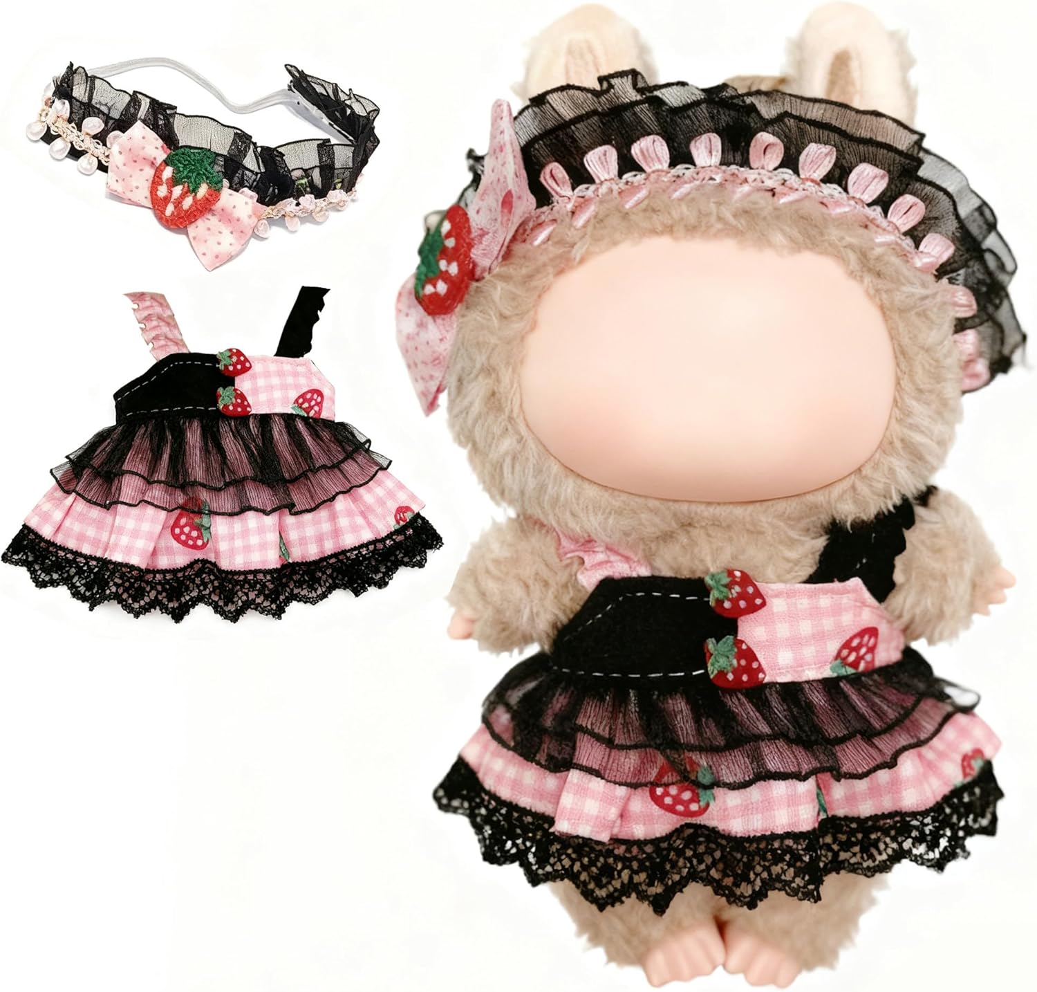 Doll Clothes for Labubu 15cm/17cm Dolls,Cute Doll Outfit for Labubu,Kawaii Chic Style Set for Labubu Dolls Stylish Dress Up Set(Clothes Only)