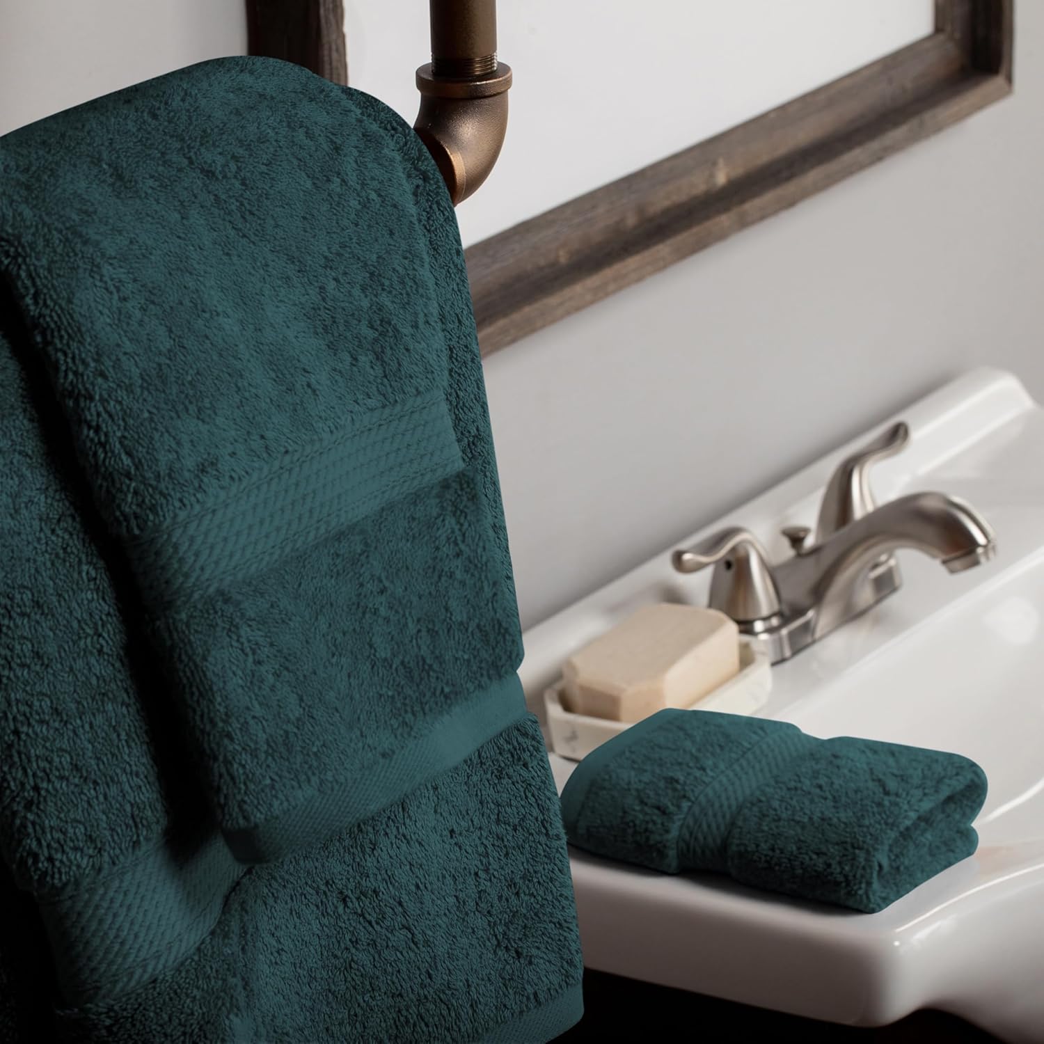 Superior Madison Egyptian Cotton Pile 3 Piece Towel Set, Includes 1 Bath, 1 Hand, 1 Face Towel/Washcloth, Heavyweight, Spa, Resort, Ultra Soft Luxury Towels, Thick Plush Essentials, Teal