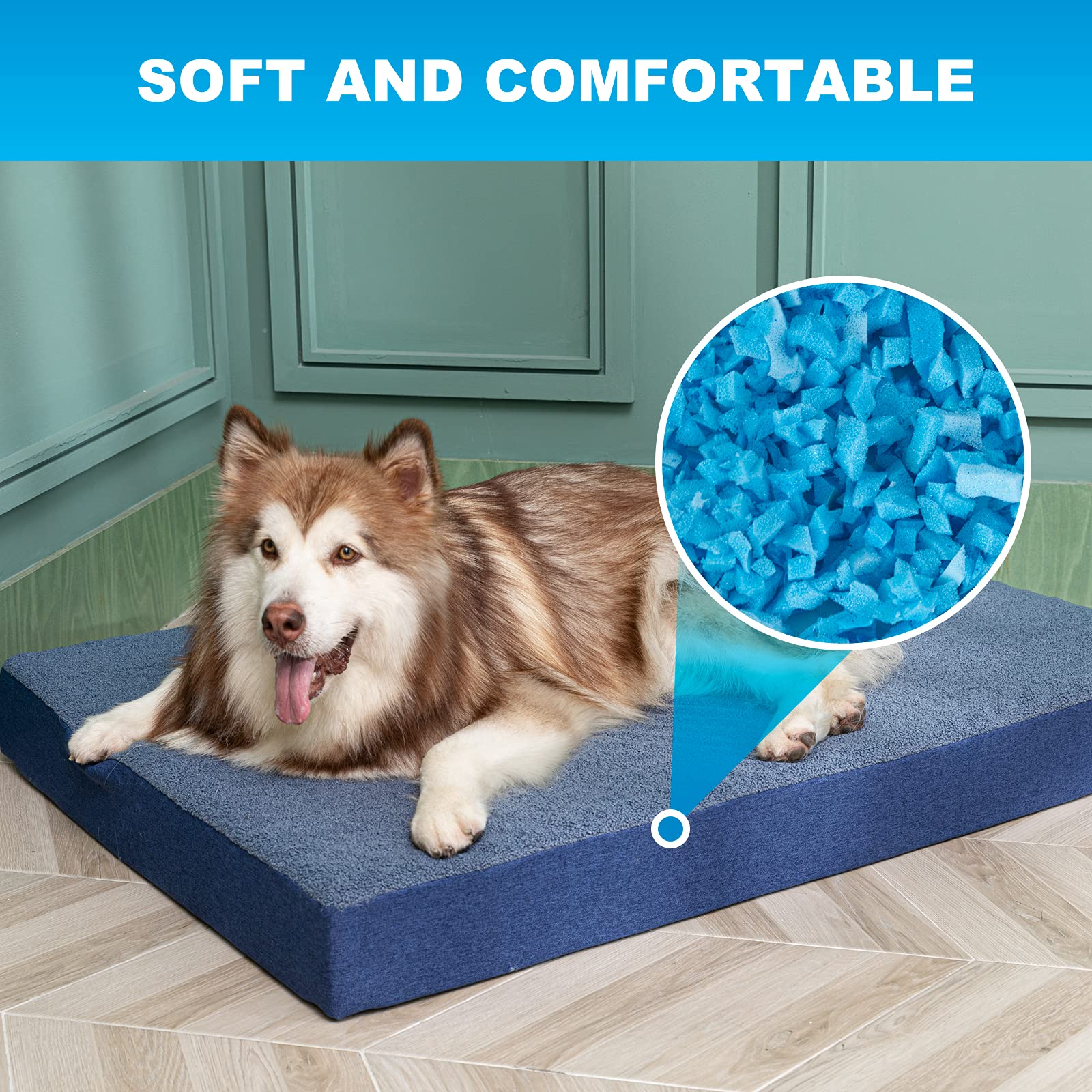 Molblly Bean Bag Filler Foam 5lbs Blue Premium Shredded Memory Foam