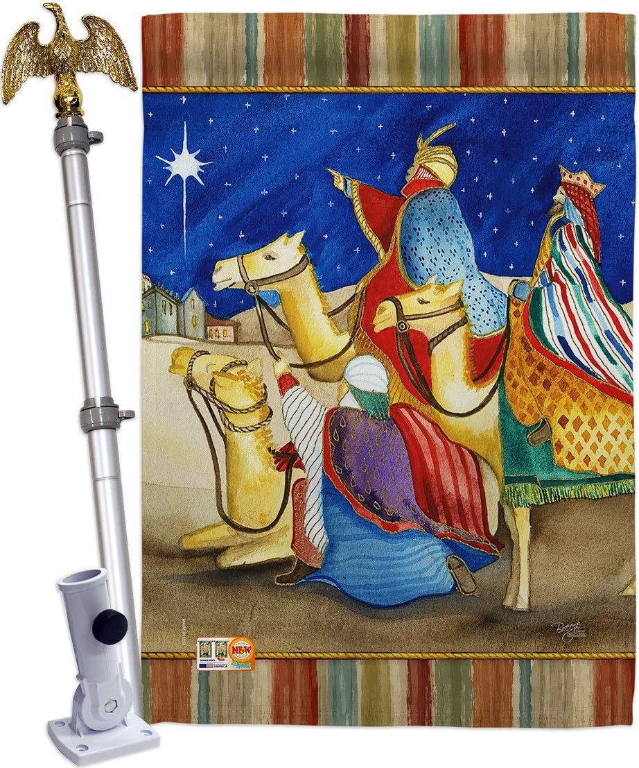Three Kings House Flag Wintertime Wise Men Star Baby JesusSeason Christian Small Decorative Gift Yard Banner Made In USA 28 X 40