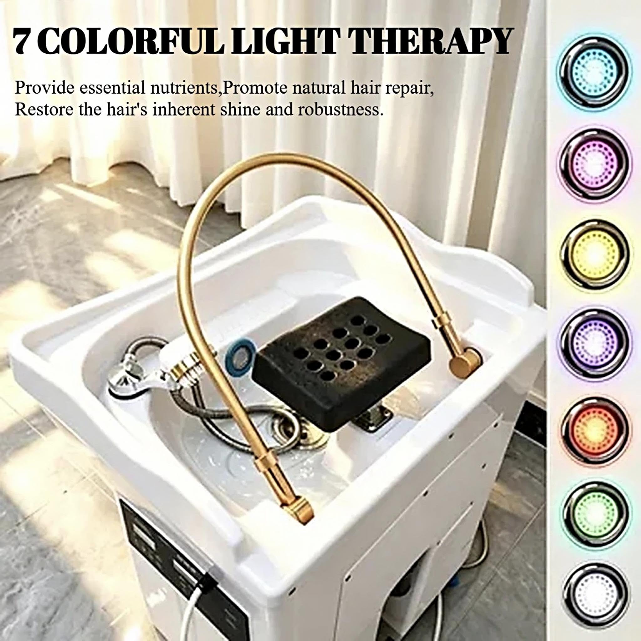 Head Spa Equipment, Almacenamiento Agua 60 L, Lavabo Champú para Terapia de Spa con CirculacióN Agua y FuncióN Terapia Luz, Head Spa Equipment, para Spa Capilares y Salones de PeluqueríA
