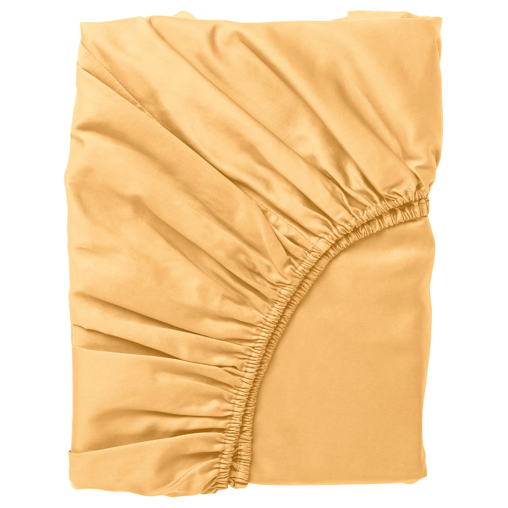 Drap-housse 140 x 200 cm jaune NATTJASMIN en satin soyeux pour un confort hôtelier