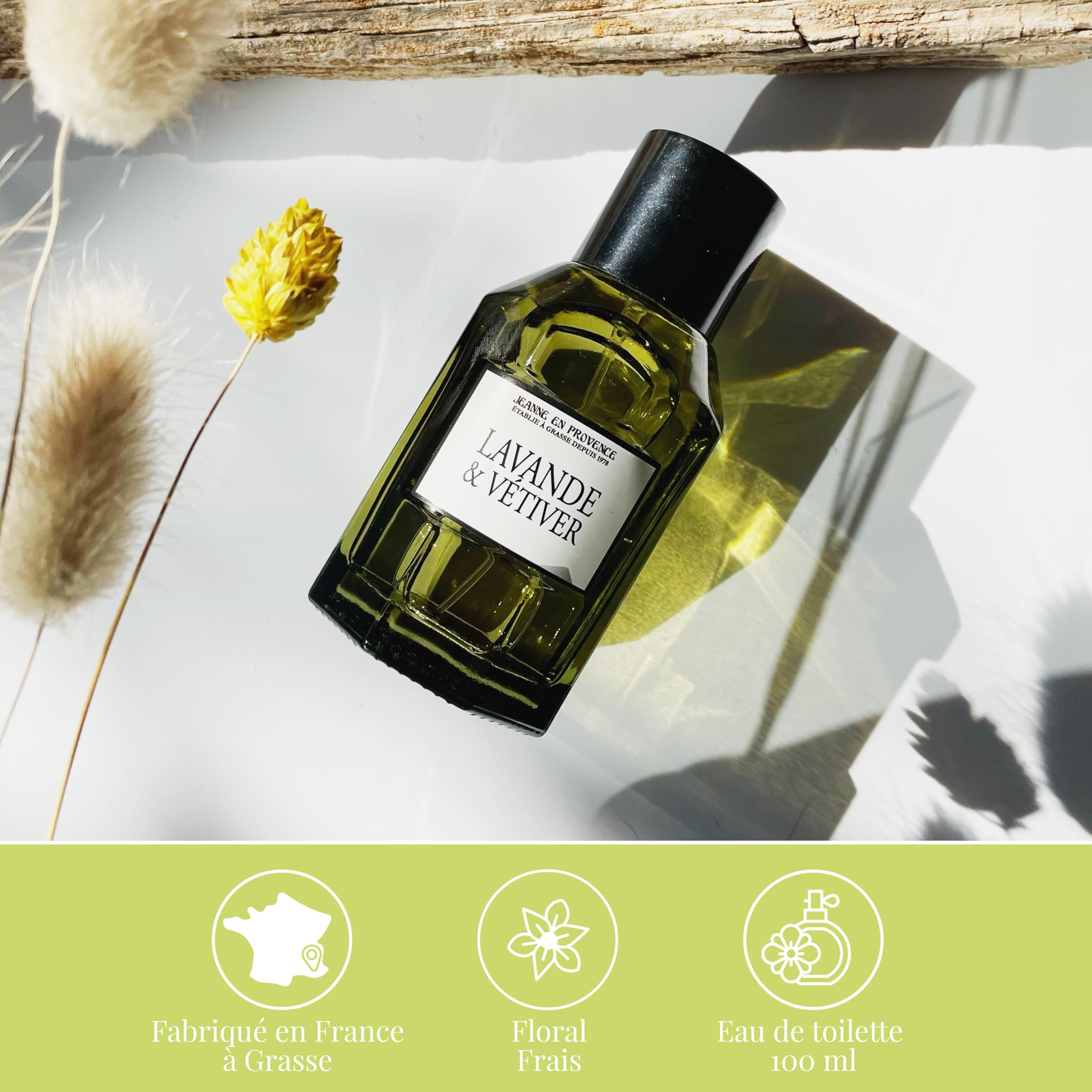 JEANNE EN PROVENCE - Woda toaletowa dla mężczyzn - Zapach lawendy I Vetiver - Składniki pochodzenia naturalnego - Wyprodukowano we Francji - Butelka 100 ml