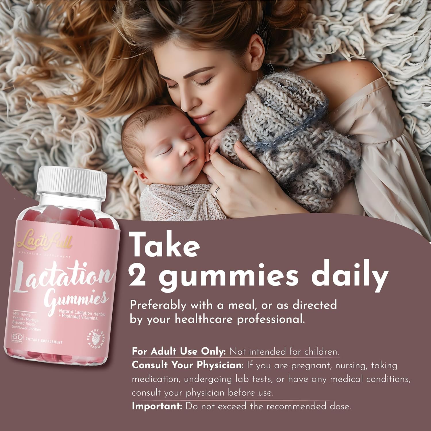 Milk Multiplier Lactation Postpartum Gummies - Postnatal Support Vitamins Supplement for Nursing Breastfeeding Mom Mother - Increase Milk Supply Production Multivitamins for Women