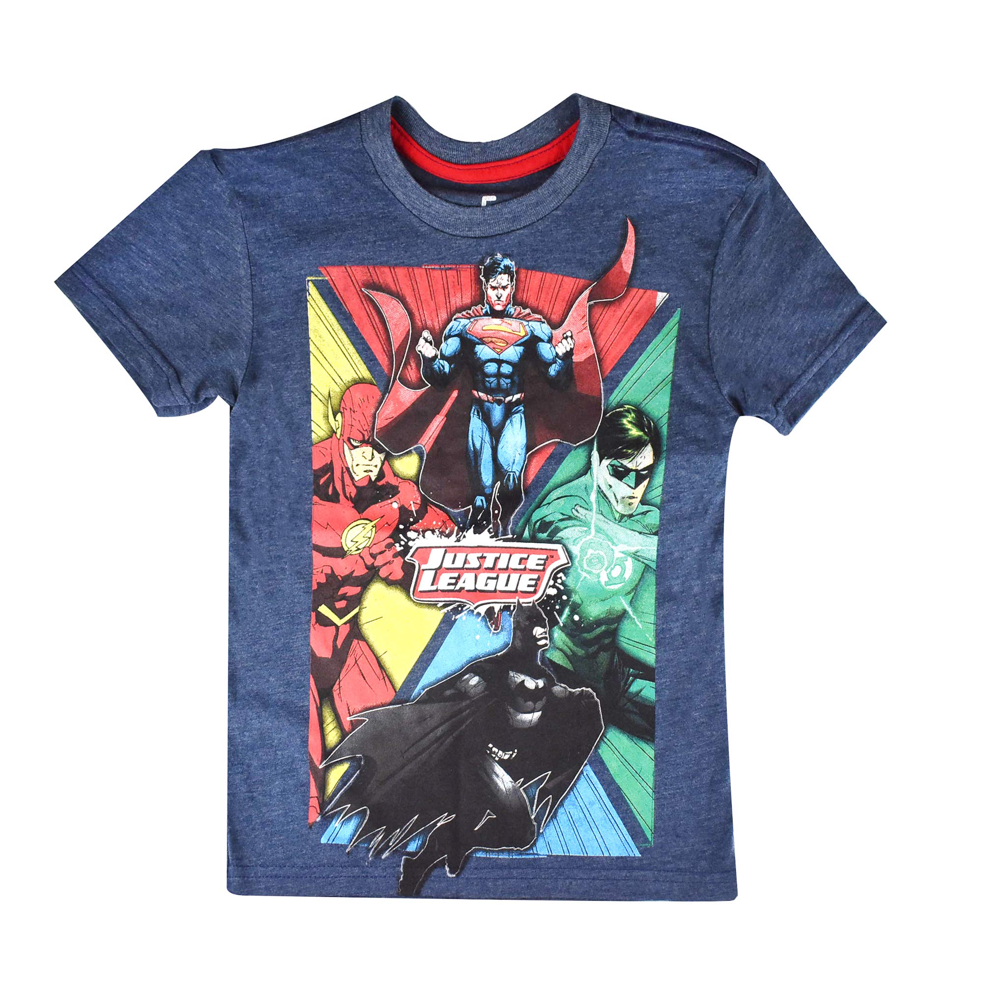 NordStrom RackBoy's Printed "Justice League" Graphic Tee Round Neck Short Sleeves T-shirt, Size 5, Cotton - Navy