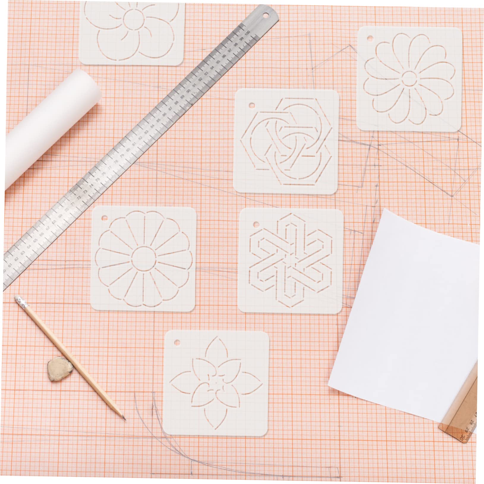 Operitacx 24piezas Plantillas De Acolchado Acrílico Para Bordado y Costura De Reutilizables y Prácticas Para Manualidades y Proyectos De Patchwork