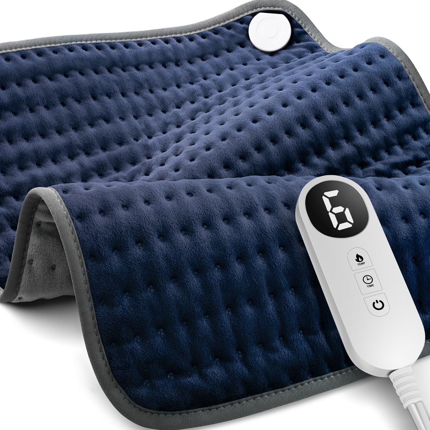 Almohadilla térmica Blue Elf para aliviar el dolor de espalda, cuello, hombros y calambres. Almohadillas térmicas eléctricas XXL con 6 configuraciones de calor, apagado automático, calor húmedo, lavable a máquina. Almohadilla térmica de 20 x 24 pulgadas. Regalos para hombres y mujeres.