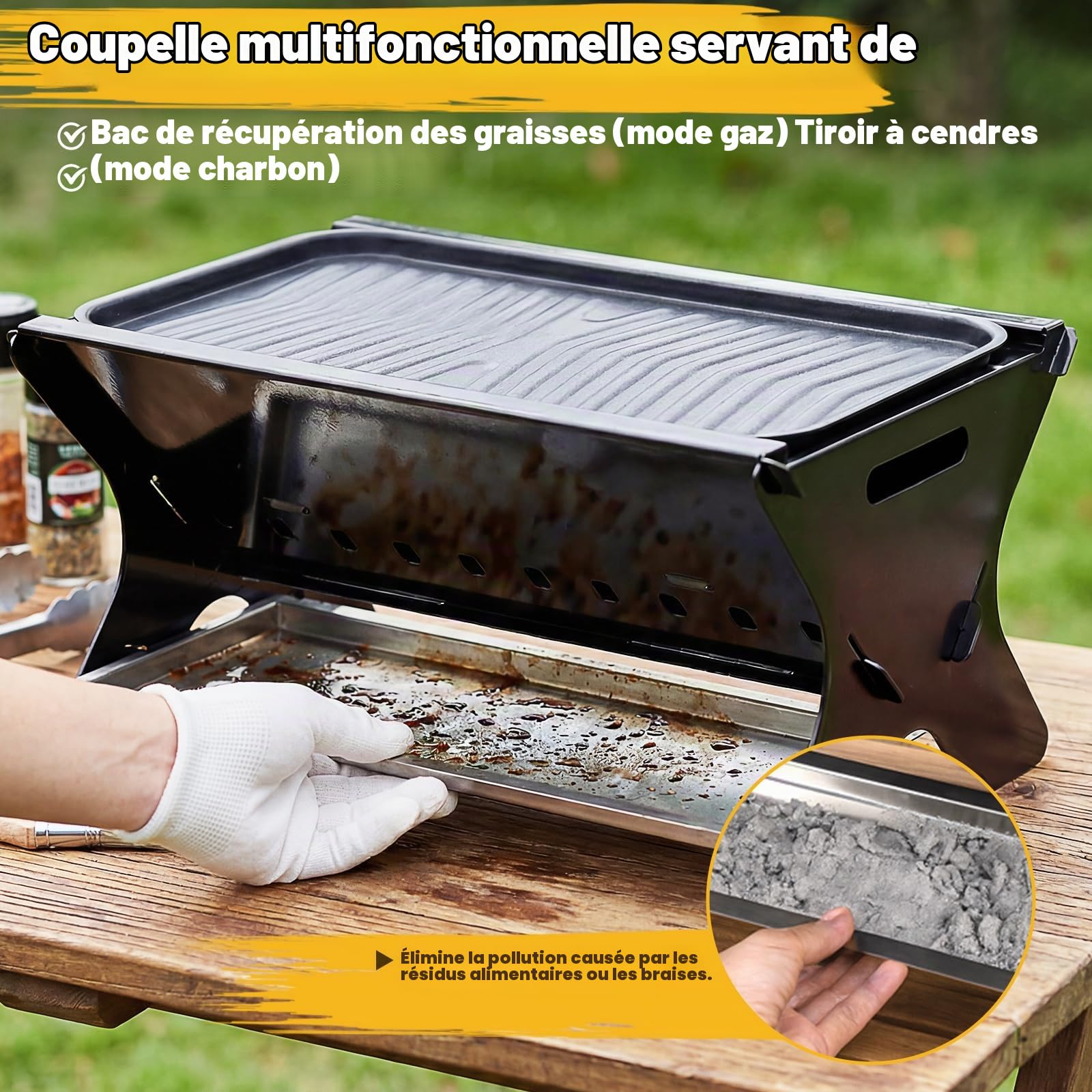 GFTIME Barbecue à gaz portable avec système d'emboîtement, fonctionne au gaz et au charbon de bois - Avec plaque de cuisson en fonte, sac de transport, barbecue à gaz mobile, parfait pour le camping