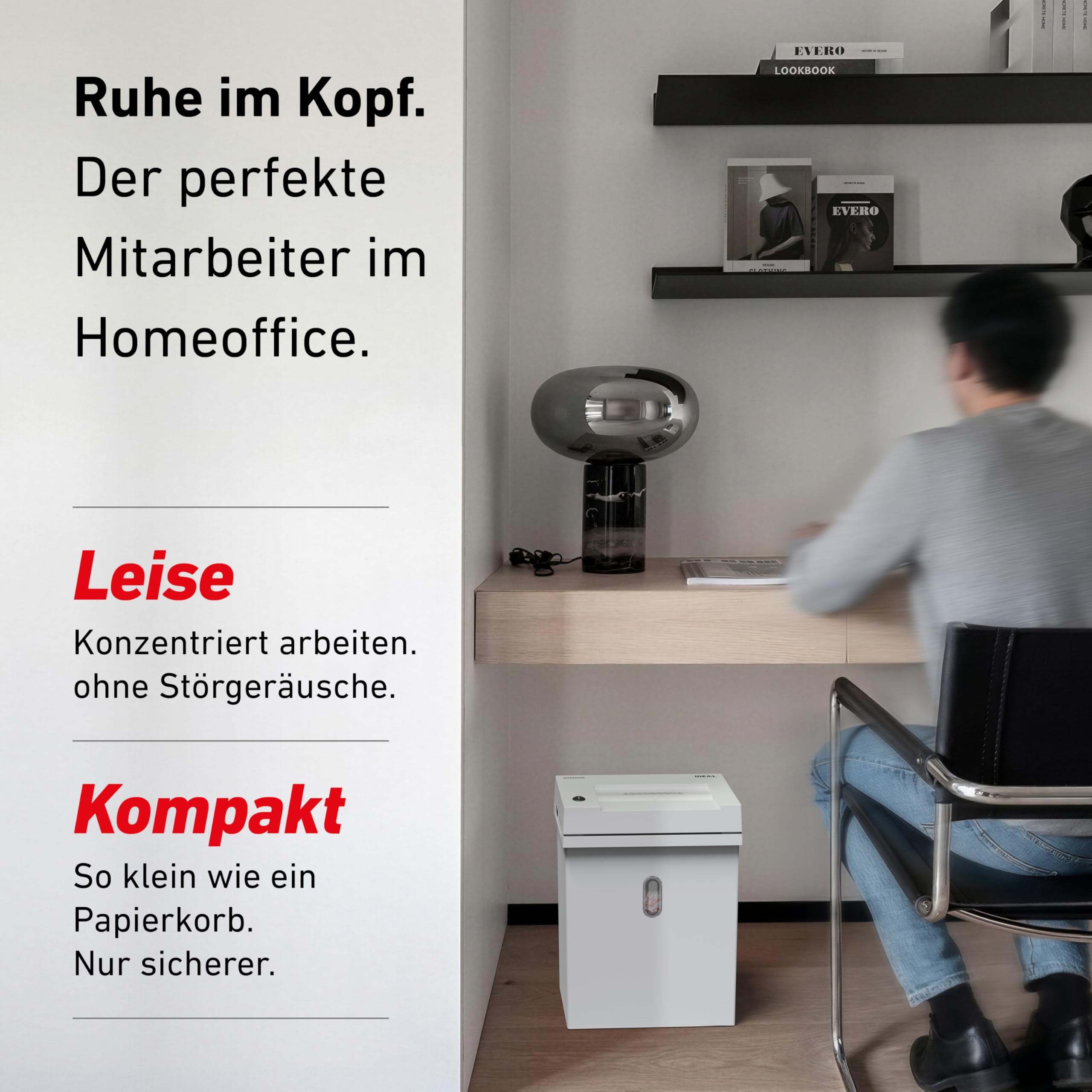 Aktenvernichter IDEAL Shredcat 8200 DataCare Edition inkl.Spezialöl & Datenschutz-E-Book,14 Blatt, Partikelschnitt 4x40mm, P-4 leise & zuverlässig, perfekt für sicheres schreddern im Büro/Homeoffice