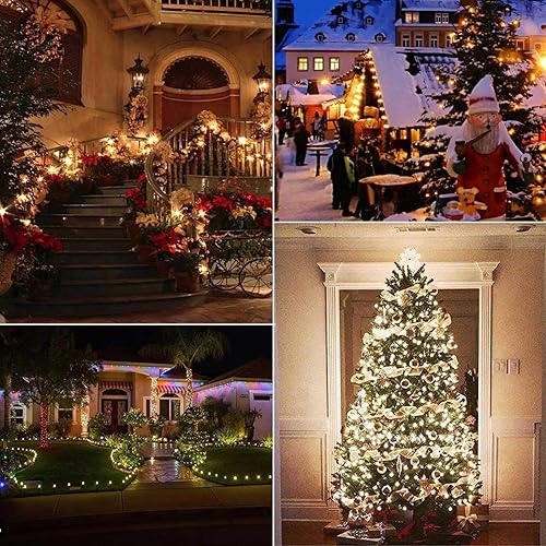 Miniatura 7 de C9 - Cadena de luces LED de Navidad 66 pies 100 luces LED impermeables de fresa tira de luces de alambre verde extensible enchufable para exteriores