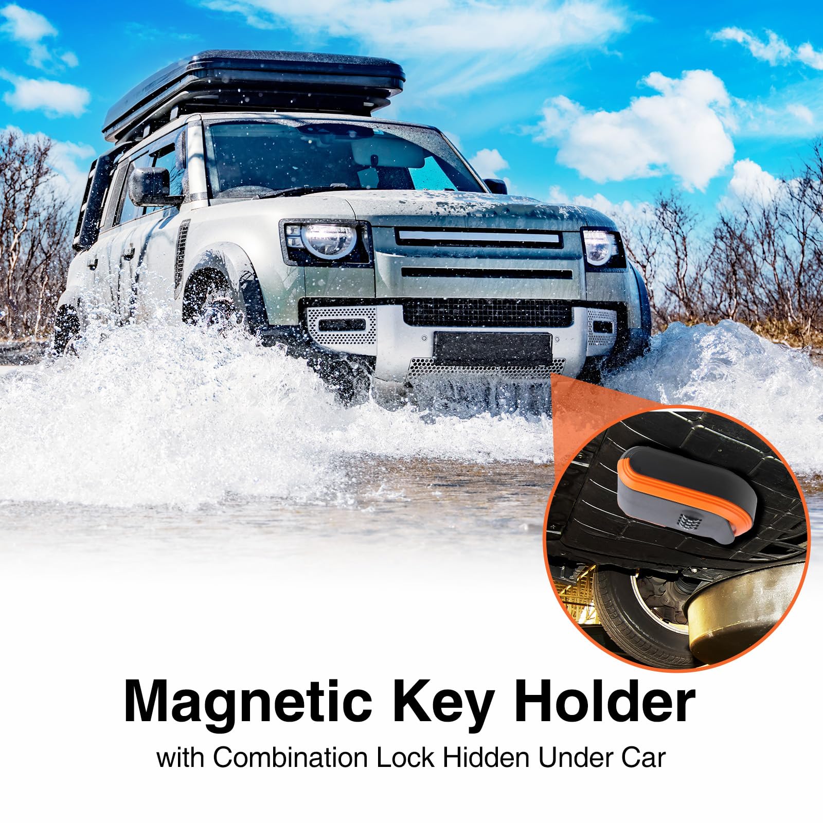Magnetische Schlüsselbox für unter dem Auto mit 5 starken Magneten, verstecken Sie einen Schlüssel draußen mit zurücksetzbarem Zahlenschlosskasten, wasserdichter magnetischer Schlüsselhalter für