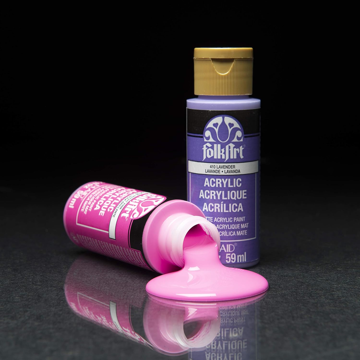 FolkArt 99445 24 Bottle Acrylic Craft Paint Set with 10 Pack of Brushes, 2oz, Colors May Vary