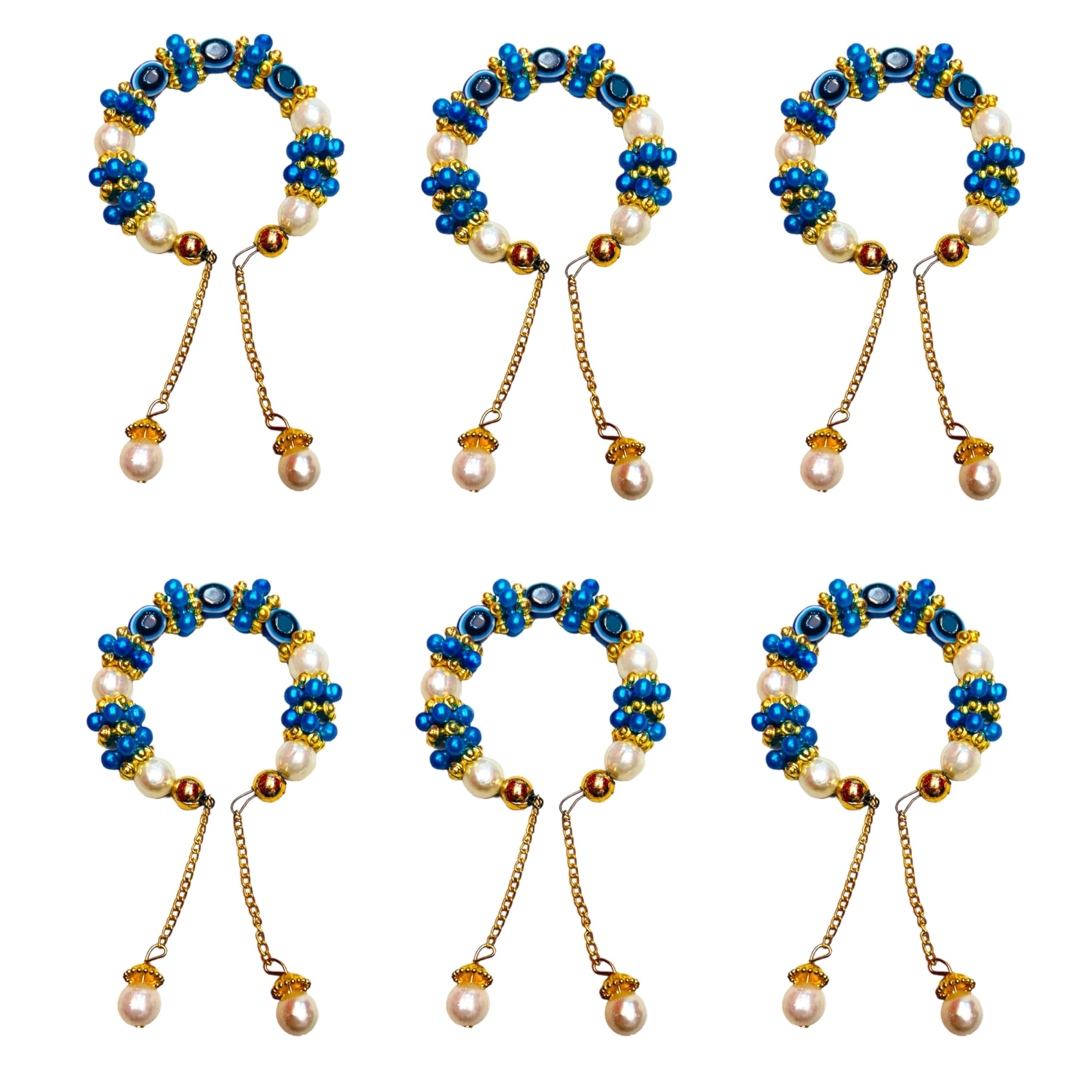 PATWA TRADERS Blue Evil Eye Beaded Bangles for Women, Girls, Set of 6, Blue (B0D8W92VNL) Amazon Price History, Amazon Price Tracker