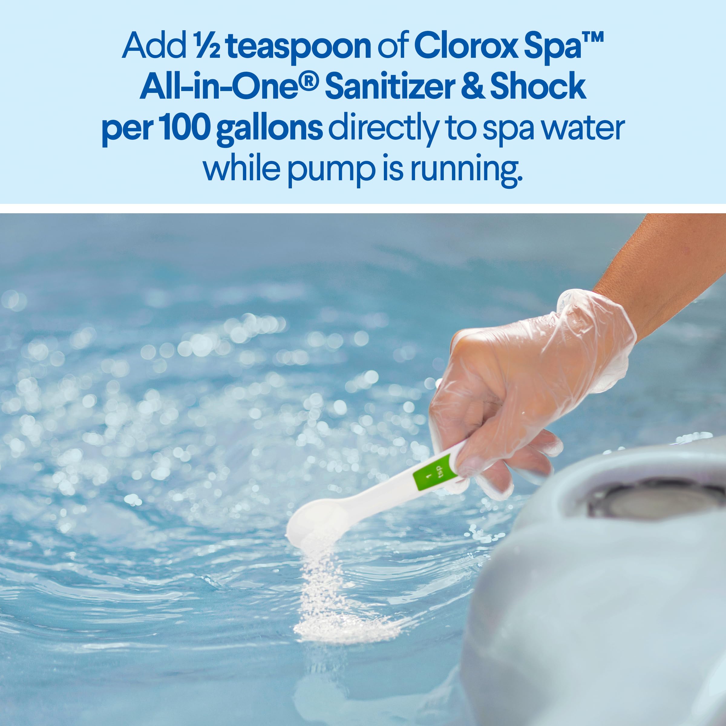 CLOROX Pool&Spa Spa Water All-in-One środek dezynfekujący i wstrząsowy, niszczy zanieczyszczenia, oczyszcza mętną wodę, 0,9 kg (1 opakowanie)