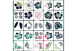 Hibiscus Leaf Stencils Tropical Leaves Palm Tree Flower Nature Floral Art Craft...