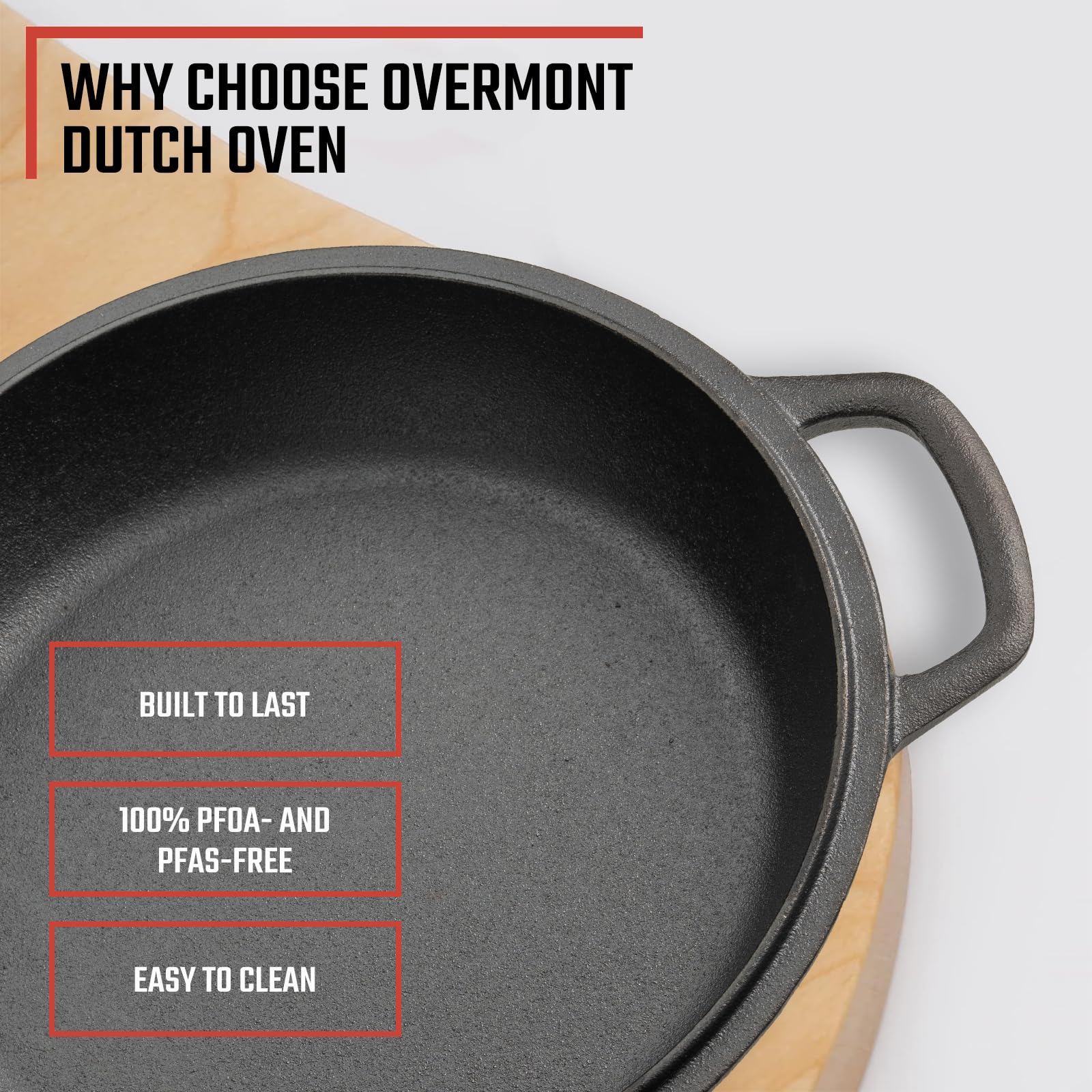 Overmont 2 in 1 Pentola Olandese In Ghisa - Padella Casseruola in Ghisa Pre-stagionato con Coperchio - Doppia Funzione Dutch Oven - per Campeggio Cucina Casalinga BBQ Bake - 6.6 L/ 7 Quart