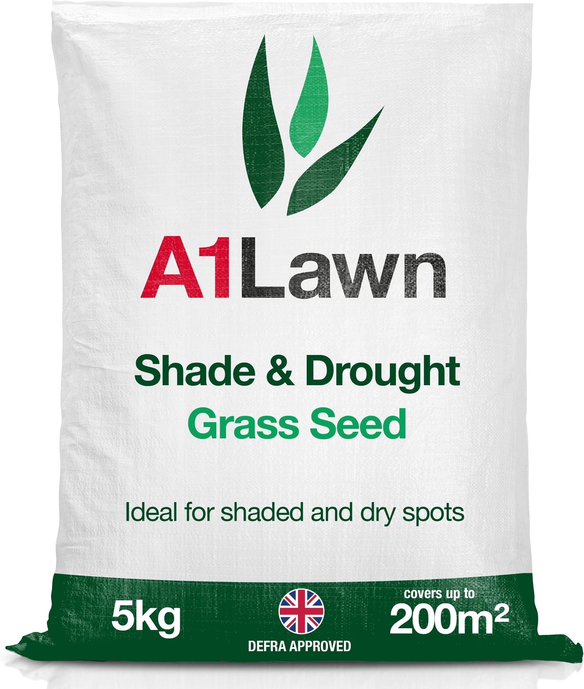 A1 Lawn Shade & Drought Tolerant Grass Seed, 5kg (140m2) - Perfect for Shaded Areas & Under Trees, Fast Growing & Hard Wearing, Child & Pet Friendly, UK Harvested Lawn Seed - DEFRA Approved (AMPRO9)