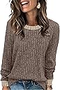 WIHOLL Long Sleeve Shirts for Women Lightweight Sweaters Fall Outfits 2025 Color Block Winter Clothing Dressy Casual Soft