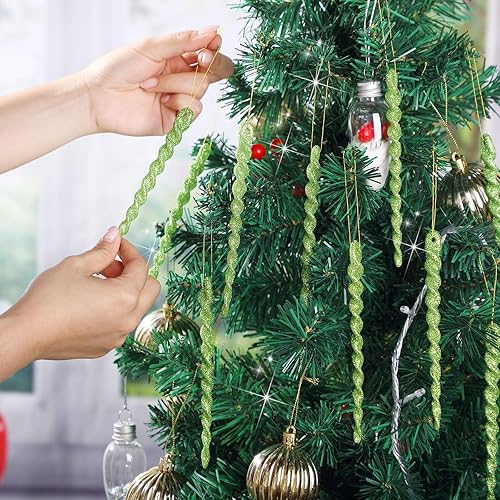 Vista 89 de 30 piezas de carámbanos de plástico retorcidos de plástico de carámbanos de Navidad, decoración colgante para árbol de Navidad, fiesta de Navidad