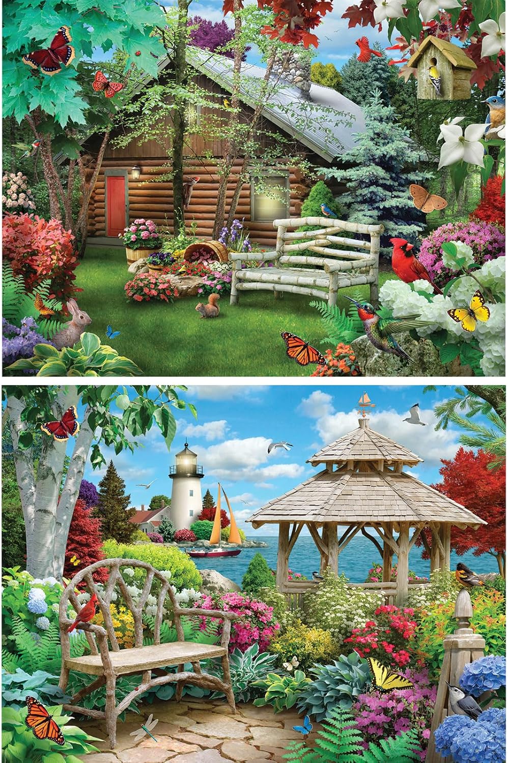Bits and Pieces - Value Set of (2) 300 Piece Jigsaw Puzzles for Adults - Each Puzzle Measures 18" x 24" - 300 pc Nature Ocean Woods Jigsaws by Artist Alan Giana
