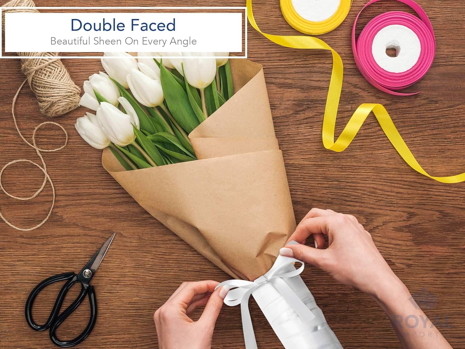 White Satin Double Face Fabric Ribbon (1/2") for Gift Wrapping, Bow Making, Hair Decoration, Holiday, Wedding, Floral Crafts- 50 YDS Roll : Arts, Crafts & Sewing