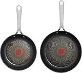 Tefal Jamie Oliver Cook's Direct Stainless Steel Non-Stick Pancake Frying Pan Set, 20 & 28cm, Heat Indicator, Safe-Grip Riveted Handle, Induction Compatible, E304S244 - 2