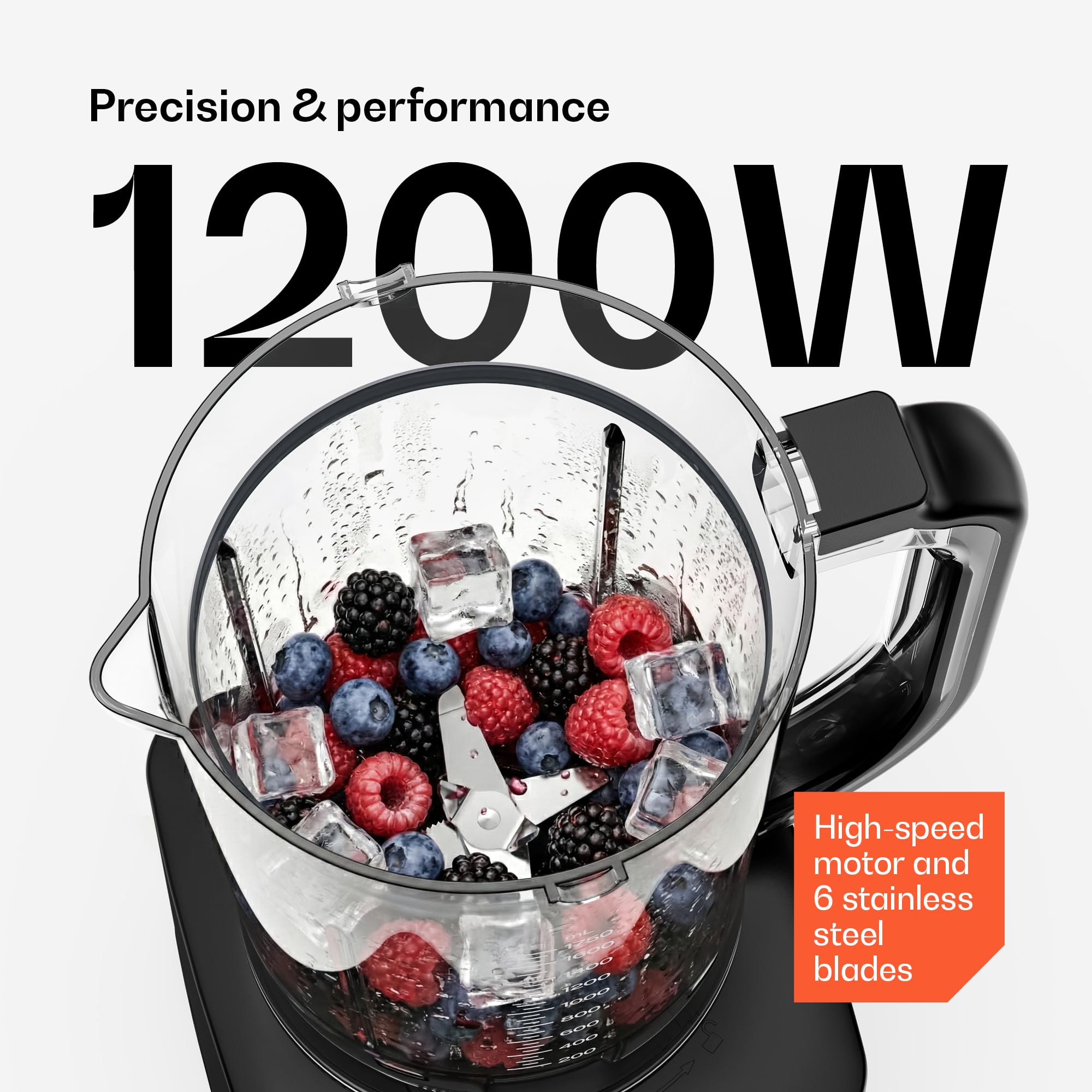 Klarstein Velaire maszyna kuchenne z mikserem – 1200 W wielofunkcyjna maszyna kuchenne, 2-litrowa misa, 1,75-litrowy mikser, 6 programów i prędkości, sokowirówka i akcesoria do mielenia mięsa