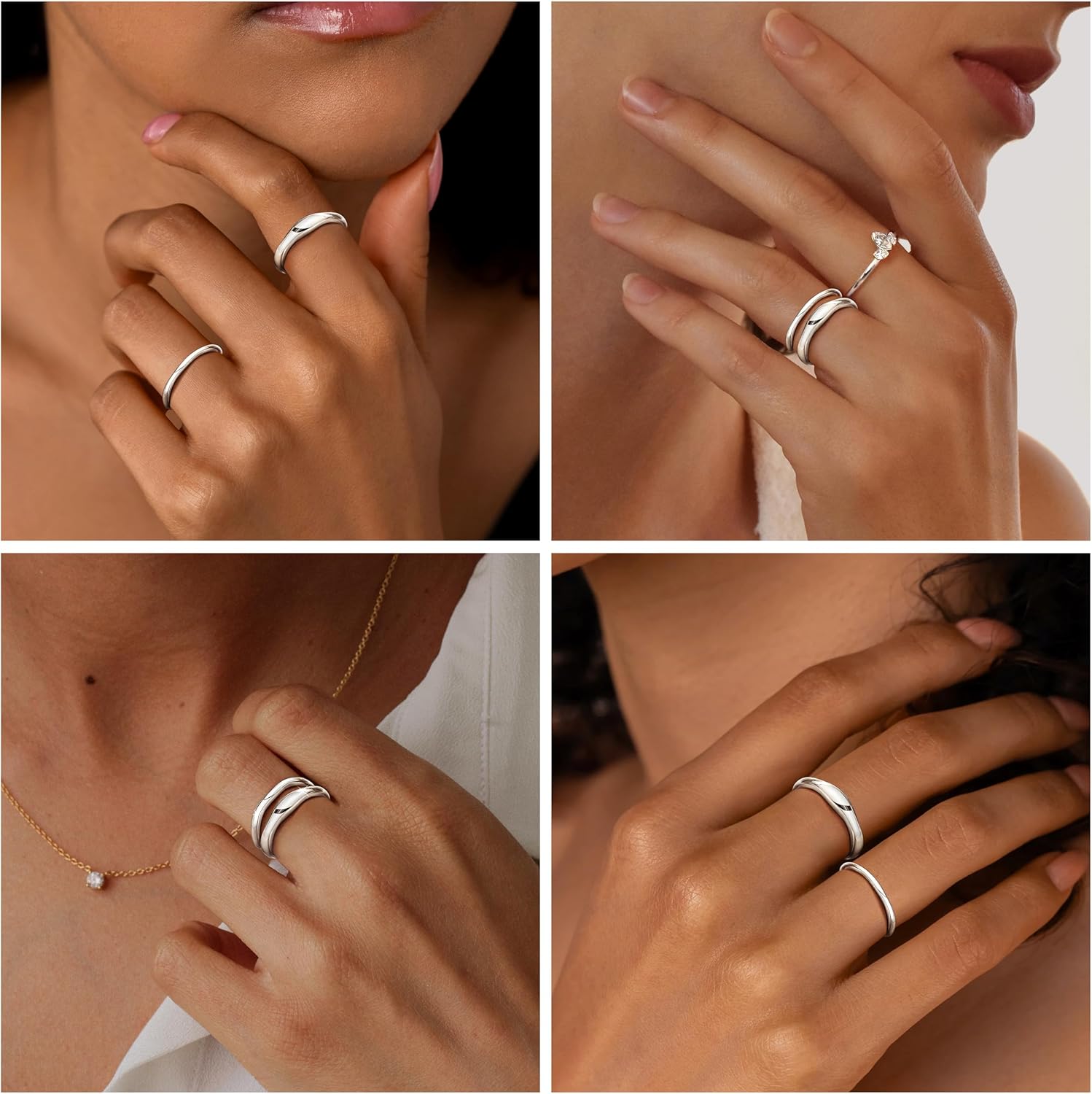 Gold Rings for Women Non Tarnish, Waterproof Chunky 14K Gold Plated Stackable Rings Trendy Statement Pinky Thumb Rings Engagement Eternity Wedding Band Ring Stacking Gold Jewelry Size 3 4 5 6 7 8 9 10 11 - Image 3