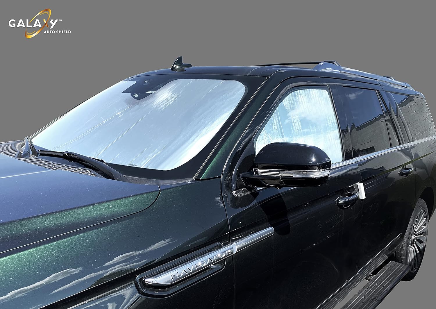 Custom Fit Reflective Windshield Sun Shade Compatible with 2018 2019 2020 2021 2022 2023 2024 2025 Lincoln Navigator SUV, Insulated Sunshade Privacy Blockout UV Reflector Protection - Made in USA