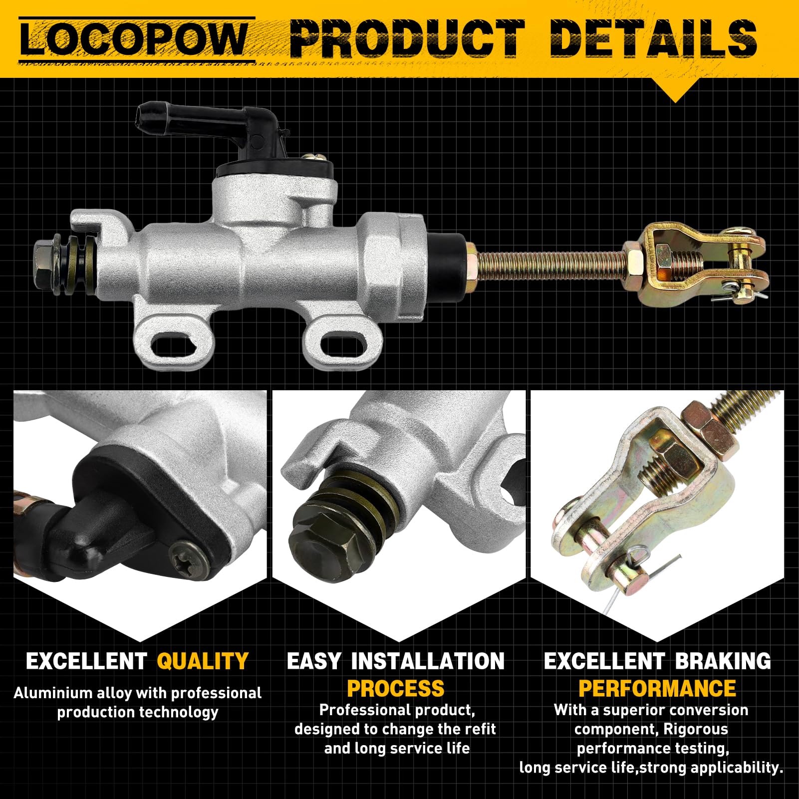 LOCOPOW Pompa universale cilindro principale del freno posteriore per Yamaha Kawasaki Suzuki Honda Arctic Cat, per riparazione e montaggio su Dirt Bike ATV Motorcycles