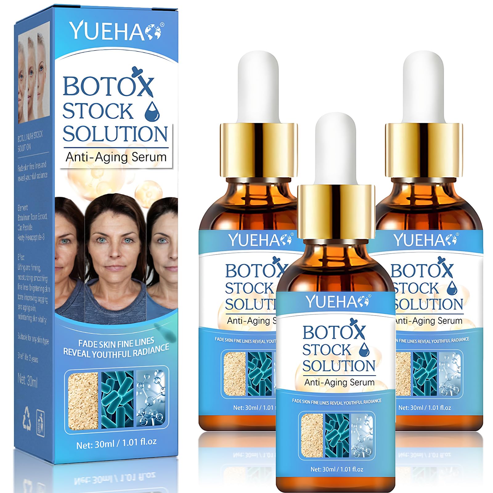 Yuehao Botox Stock Solution Facial Serum | Botox Face Serum Anti Instant Face Lift Cream for Women. Aging Serum for Face for Reduce Fine Lines.(Yuhao Botox 3 Box)