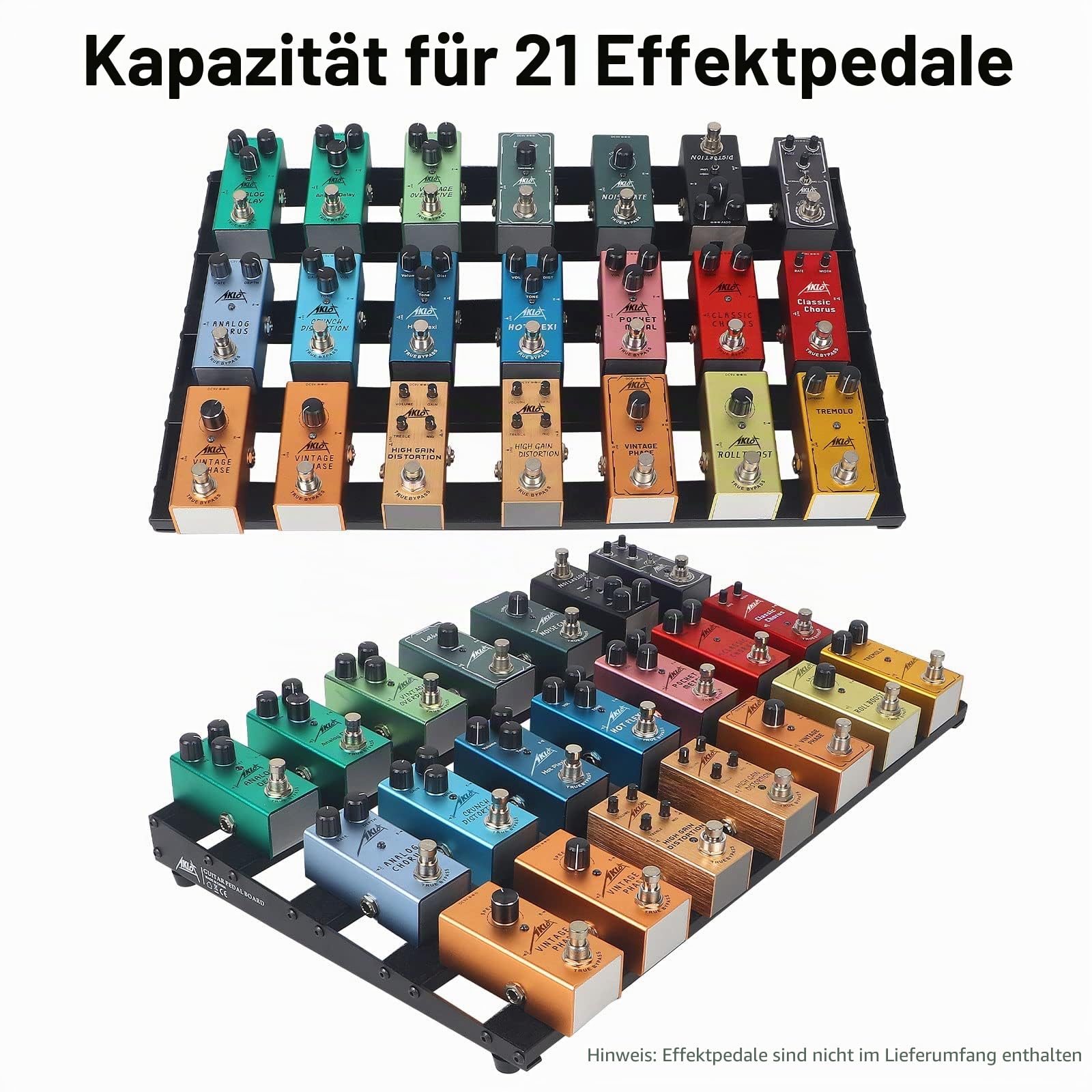 AKLOT Gitarren-Pedalboard, Bass-Pedalboard, Aluminiumlegierung, 1,3 kg, Super große Kapazität, 48,3 x 30,5 cm mit Tragetasche