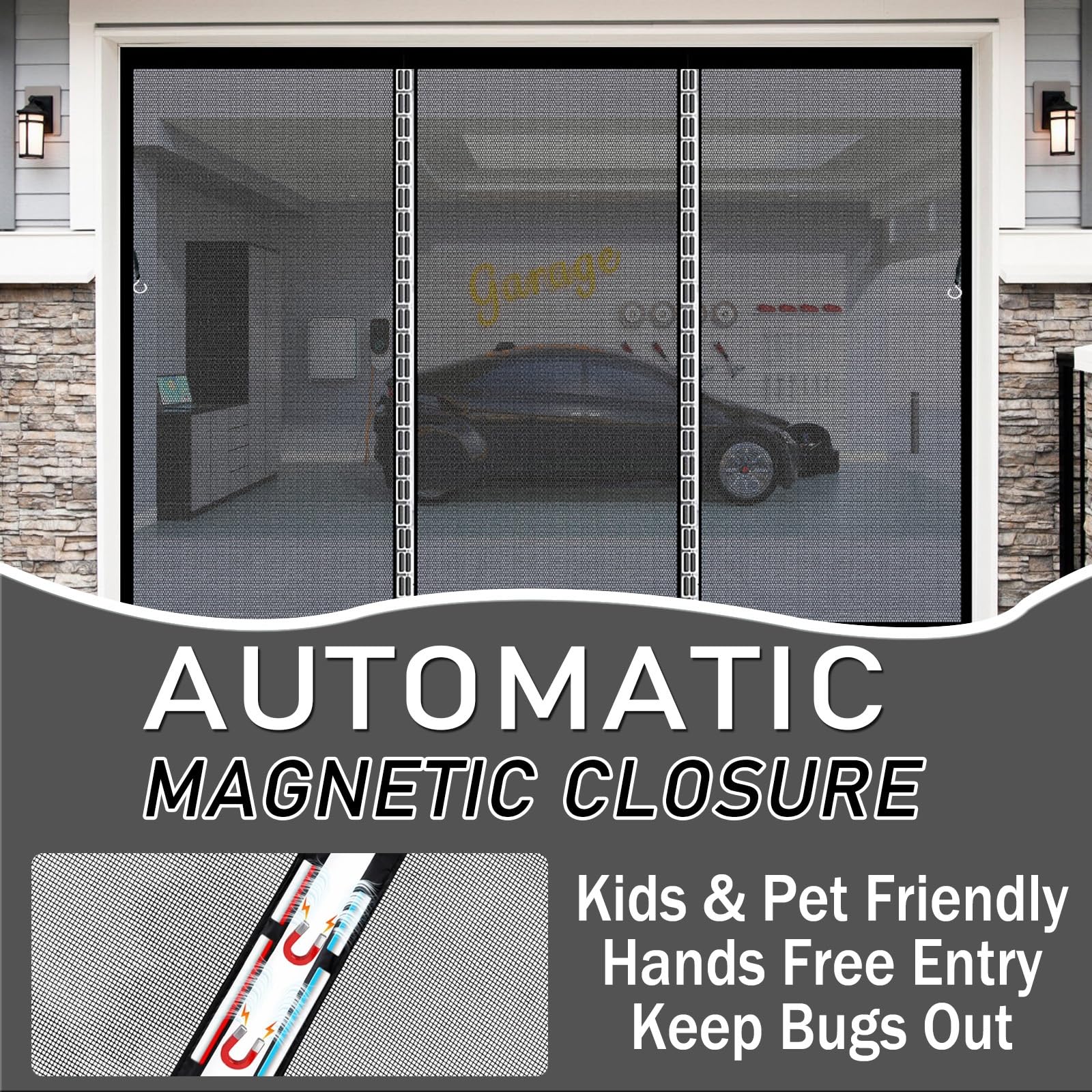 Zanzariera Magnetica 206 x 240 cm Chiusura Automatica Traspirante Facile da Installare Anti Zanzare Insetti Tenda Zanzariera Magnetica Finestra per Porte e Finestre, Nero
