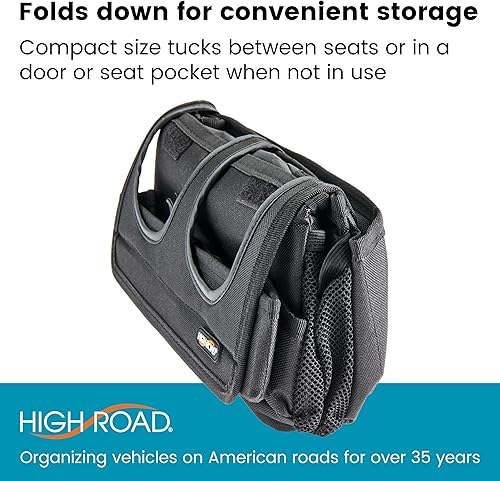 Miniatura 8 de High Road CarHop Jr - Organizador de coche con portavasos y bandeja de almacenamiento o comida para el coche, organizador de asiento delantero para