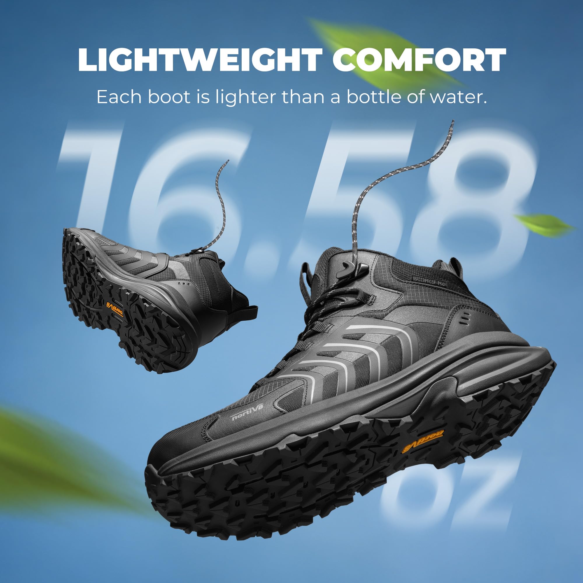 NORTIV 8 Hommes Chaussures de Randonnée Imperméables | Légères et Confortables pour Trekking, Camping escalade, Idéales Toute la Journée