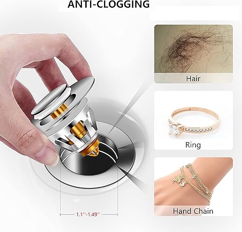 Miniatura 6 de Tapón universal para fregadero de baño  Tapón de drenaje de fregadero de baño desplegable para orificios de drenaje de lavabo de 1.06 a 1.96