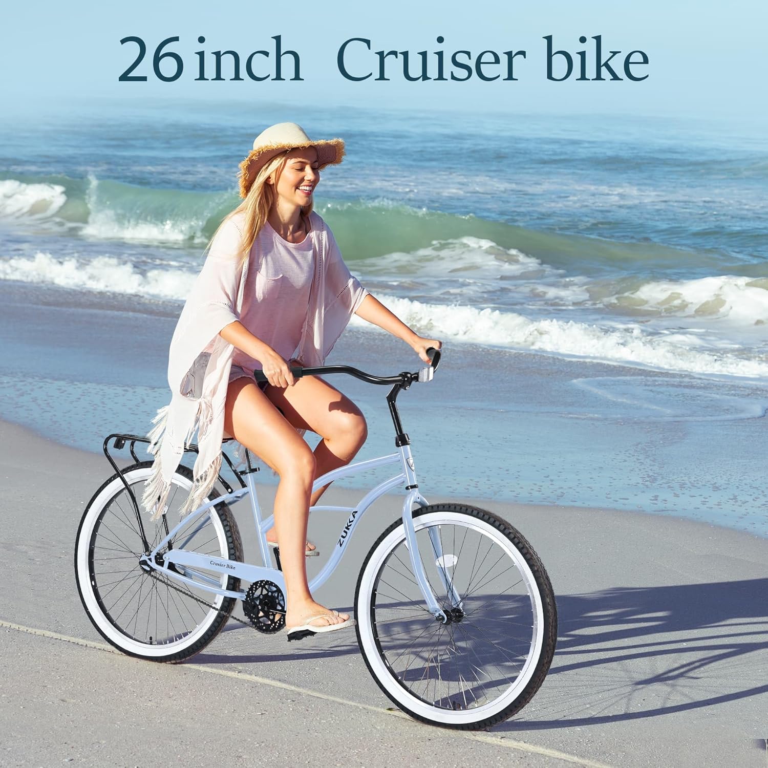ZeHuoGe Single Speed Bicycles 26" Inch,Steel Frame, Wide Wheels for Stability, Rear Coaster Brakes, Beach Cruiser Bike